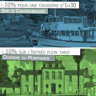 Bons Plan de visites sur les bords de Rance : réduction sur les croisières Chateaubriand et à l'entrée du Domaine du Montmarin.