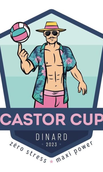 Logo de la Castor Cup, compétition de beach volley qui se déroule sur la plage de l'Écluse à Dinard dans une ambiance bon enfant.